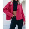 imageluvamia Cropped Trench Coat for Women Long Sleeve Double Breasted Notched Lapel Casual Loose Fit Jackets with PocketsMagenta