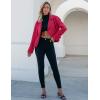 imageluvamia Cropped Trench Coat for Women Long Sleeve Double Breasted Notched Lapel Casual Loose Fit Jackets with PocketsMagenta