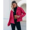 imageluvamia Cropped Trench Coat for Women Long Sleeve Double Breasted Notched Lapel Casual Loose Fit Jackets with PocketsMagenta