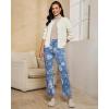 imageluvamia Straight Leg Jeans for Women Floral Printed High Waisted Trendy Cute Vintage Stretchy Denim Pants Boho JeansFloral Print 1  Medium Wash