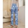 imageluvamia Straight Leg Jeans for Women Floral Printed High Waisted Trendy Cute Vintage Stretchy Denim Pants Boho JeansFloral Print 1  Medium Wash