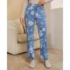 imageluvamia Straight Leg Jeans for Women Floral Printed High Waisted Trendy Cute Vintage Stretchy Denim Pants Boho JeansFloral Print 1  Medium Wash