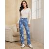 imageluvamia Straight Leg Jeans for Women Floral Printed High Waisted Trendy Cute Vintage Stretchy Denim Pants Boho JeansFloral Print 3  Medium Wash