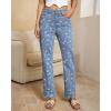 imageluvamia Straight Leg Jeans for Women Floral Printed High Waisted Trendy Cute Vintage Stretchy Denim Pants Boho JeansFloral Print 5  Medium Wash
