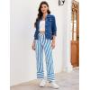 imageluvamia Striped Jeans for Women Wide Leg High Waisted Trendy Patch Pockets Stretchy Denim Pants Casual Trouser JeansBlue