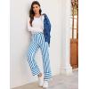 imageluvamia Striped Jeans for Women Wide Leg High Waisted Trendy Patch Pockets Stretchy Denim Pants Casual Trouser JeansBlue