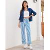 imageluvamia Striped Jeans for Women Wide Leg High Waisted Trendy Patch Pockets Stretchy Denim Pants Casual Trouser JeansBlue