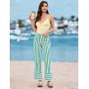 imageluvamia Striped Jeans for Women Wide Leg High Waisted Trendy Patch Pockets Stretchy Denim Pants Casual Trouser JeansGreen