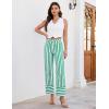 imageluvamia Striped Jeans for Women Wide Leg High Waisted Trendy Patch Pockets Stretchy Denim Pants Casual Trouser JeansGreen