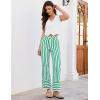 imageluvamia Striped Jeans for Women Wide Leg High Waisted Trendy Patch Pockets Stretchy Denim Pants Casual Trouser JeansGreen
