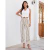 imageluvamia Striped Jeans for Women Wide Leg High Waisted Trendy Patch Pockets Stretchy Denim Pants Casual Trouser JeansKhaki