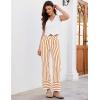 imageluvamia Striped Jeans for Women Wide Leg High Waisted Trendy Patch Pockets Stretchy Denim Pants Casual Trouser JeansOrange