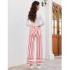 imageluvamia Striped Jeans for Women Wide Leg High Waisted Trendy Patch Pockets Stretchy Denim Pants Casual Trouser JeansRed