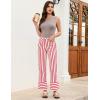 imageluvamia Striped Jeans for Women Wide Leg High Waisted Trendy Patch Pockets Stretchy Denim Pants Casual Trouser JeansRed