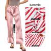 imageluvamia Striped Jeans for Women Wide Leg High Waisted Trendy Patch Pockets Stretchy Denim Pants Casual Trouser JeansRed