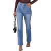 imageluvamia Bootcut Jeans for Women Trendy High Waisted Classic Boot Cut Stretchy Denim Pants Patch Pocket Trouser JeansMedium Blue