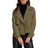imageluvamia Cropped Trench Coat for Women Long Sleeve Double Breasted Notched Lapel Casual Loose Fit Jackets with PocketsArmy Green