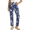 imageluvamia Straight Leg Jeans for Women Floral Printed High Waisted Trendy Cute Vintage Stretchy Denim Pants Boho JeansFloral Print 1  Dark Wash