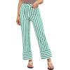 imageluvamia Striped Jeans for Women Wide Leg High Waisted Trendy Patch Pockets Stretchy Denim Pants Casual Trouser JeansGreen