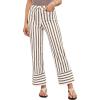 imageluvamia Striped Jeans for Women Wide Leg High Waisted Trendy Patch Pockets Stretchy Denim Pants Casual Trouser JeansKhaki