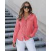 imageluvamia Denim Shirt Women Chambray Jean Western Shirts Long Sleeve Button Down TopsSpiced Coral