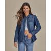 imageluvamia Denim Shirt Women Chambray Jean Western Shirts Long Sleeve Button Down TopsVintage Blue