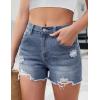 imageluvamia Jean Shorts for Women High Waisted Trendy Summer Casual Ripped Cutoff Stretchy Distressed Denim Shorts JortsAged Blue