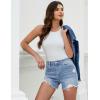 imageluvamia Jean Shorts for Women High Waisted Trendy Summer Casual Ripped Cutoff Stretchy Distressed Denim Shorts JortsBay Blue Rip