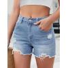 imageluvamia Jean Shorts for Women High Waisted Trendy Summer Casual Ripped Cutoff Stretchy Distressed Denim Shorts JortsBay Blue Rip
