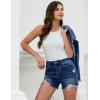 imageluvamia Jean Shorts for Women High Waisted Trendy Summer Casual Ripped Cutoff Stretchy Distressed Denim Shorts JortsDark Blue