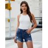 imageluvamia Jean Shorts for Women High Waisted Trendy Summer Casual Ripped Cutoff Stretchy Distressed Denim Shorts JortsDark Blue