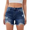 imageluvamia Jean Shorts for Women High Waisted Trendy Summer Casual Ripped Cutoff Stretchy Distressed Denim Shorts JortsDark Blue