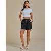 imageluvamia Linen Shorts for Women High Waisted Buttoned Elastic Waist Casual Summer Beach Lounge Comfy Shorts with PocketsBlack