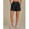 imageluvamia Linen Shorts for Women High Waisted Buttoned Elastic Waist Casual Summer Beach Lounge Comfy Shorts with PocketsBlack