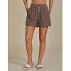 imageluvamia Linen Shorts for Women High Waisted Buttoned Elastic Waist Casual Summer Beach Lounge Comfy Shorts with PocketsBrown