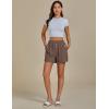 imageluvamia Linen Shorts for Women High Waisted Buttoned Elastic Waist Casual Summer Beach Lounge Comfy Shorts with PocketsBrown