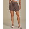 imageluvamia Linen Shorts for Women High Waisted Buttoned Elastic Waist Casual Summer Beach Lounge Comfy Shorts with PocketsBrown