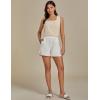 imageluvamia Linen Shorts for Women High Waisted Buttoned Elastic Waist Casual Summer Beach Lounge Comfy Shorts with PocketsCoconut Milk