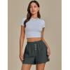 imageluvamia Linen Shorts for Women High Waisted Buttoned Elastic Waist Casual Summer Beach Lounge Comfy Shorts with PocketsDark Grey