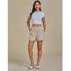 imageluvamia Linen Shorts for Women High Waisted Buttoned Elastic Waist Casual Summer Beach Lounge Comfy Shorts with PocketsDoeskin