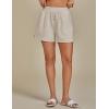 imageluvamia Linen Shorts for Women High Waisted Buttoned Elastic Waist Casual Summer Beach Lounge Comfy Shorts with PocketsParchment