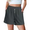 imageluvamia Linen Shorts for Women High Waisted Buttoned Elastic Waist Casual Summer Beach Lounge Comfy Shorts with PocketsDark Grey