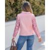 imageluvamia Sequin Jackets Women Jean Long Sleeves Trendy Sparkly Night Out Party Concert Stretchy Denim Jacket with PocketsPink