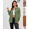 imageluvamia Jean Jacket Women Trendy Rhinestones Pearls Embellished Sparkly Frayed Hem Oversized Denim Jackets with PocketsElm Green