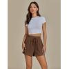 imageluvamia Casual Shorts for Women High Waisted Pull On Elastic Waist Drawstring Summer Trendy Beach Shorts with PocketsBrown