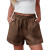 imageluvamia Casual Shorts for Women High Waisted Pull On Elastic Waist Drawstring Summer Trendy Beach Shorts with PocketsBrown