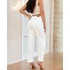 imageluvamia Straight Leg Jeans for Women Trendy High Waisted Stretchy Denim Pants Ankle Length Patch Pocket Trouser JeansCream White
