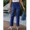 imageluvamia Straight Leg Jeans for Women Trendy High Waisted Stretchy Denim Pants Ankle Length Patch Pocket Trouser JeansDarkness Blue
