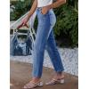 imageluvamia Straight Leg Jeans for Women Trendy High Waisted Stretchy Denim Pants Ankle Length Patch Pocket Trouser JeansMedium Blue