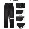 imageluvamia Straight Leg Jeans for Women Trendy High Waisted Stretchy Denim Pants Ankle Length Patch Pocket Trouser JeansWashed Black